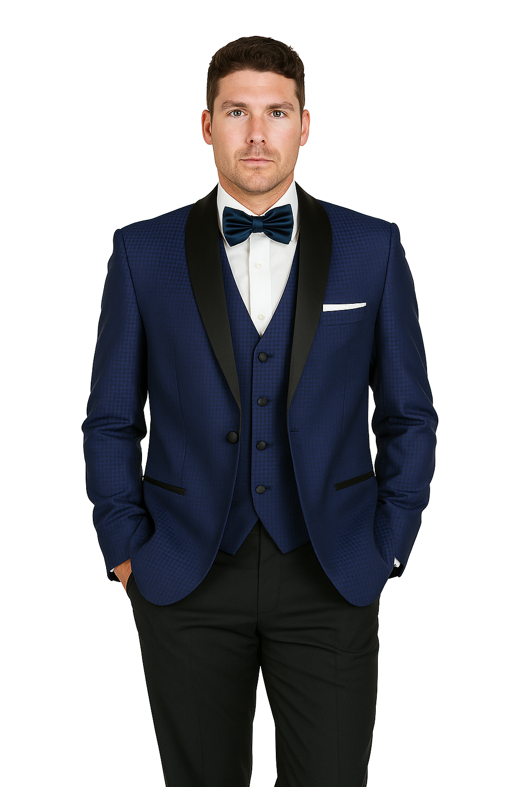 Arlan French-Blue Tuxedo with One Button - Image 6