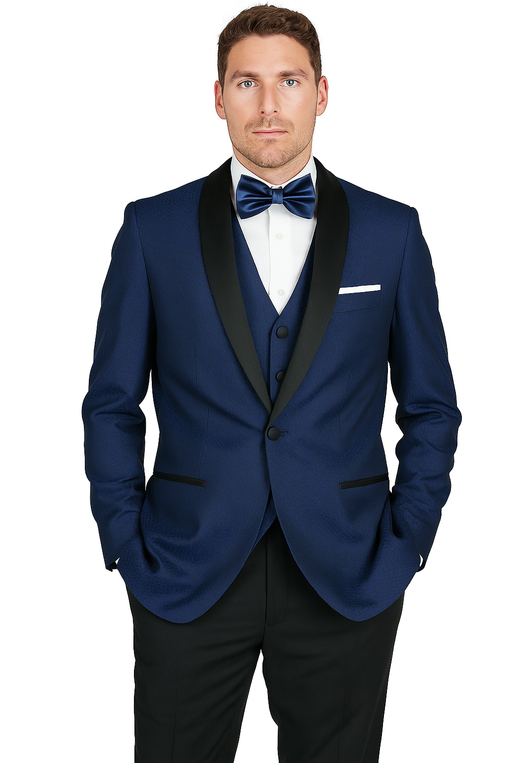 Arlan French-Blue Tuxedo with One Button - Image 4