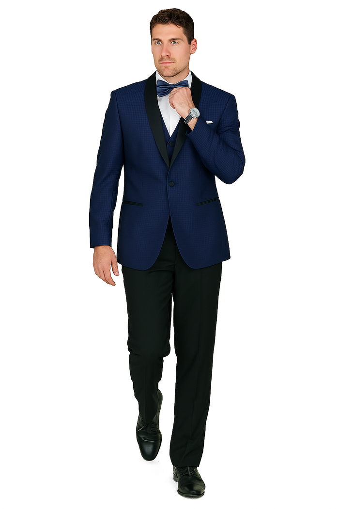 Arlan French-Blue Tuxedo with One Button - Image 5