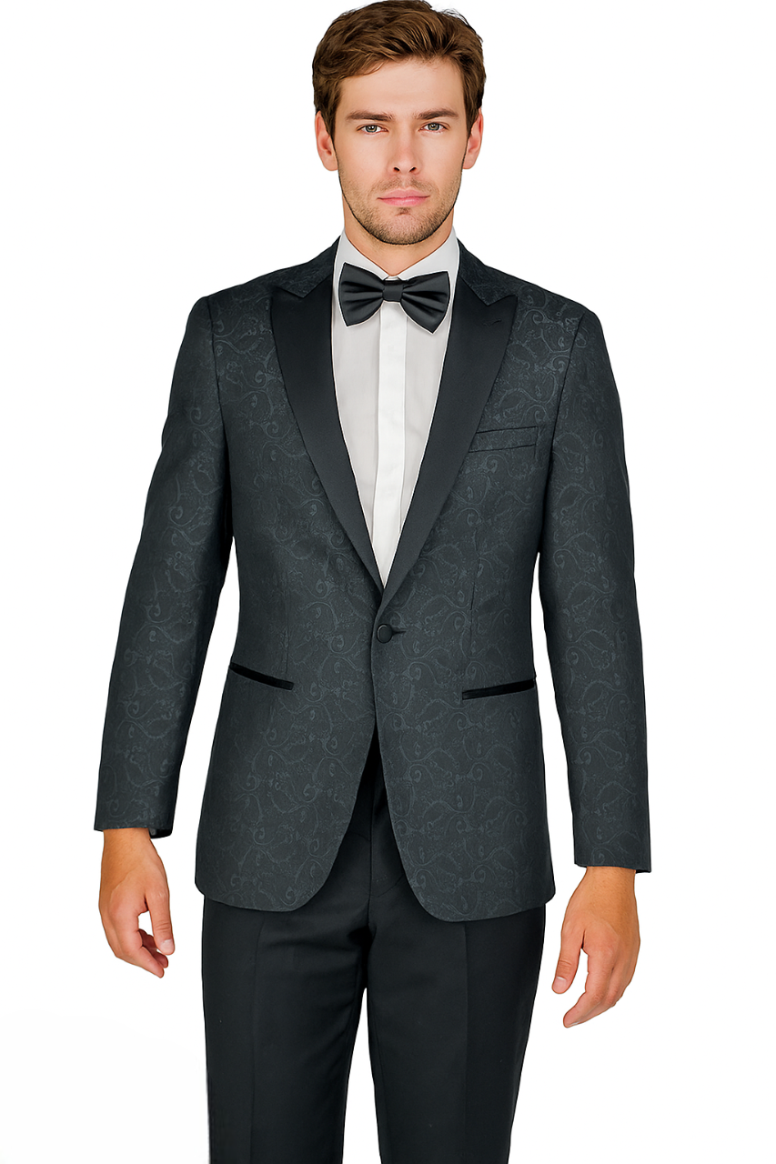 Arlan Paisly Tuxedo by Giorgio Fiorelli in Burgundy/Blue/Black - Image 16