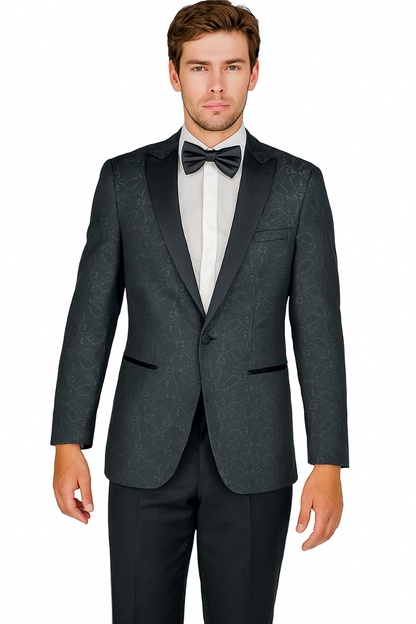 Arlan Paisly Tuxedo by Giorgio Fiorelli in Burgundy/Blue/Black - Image 16