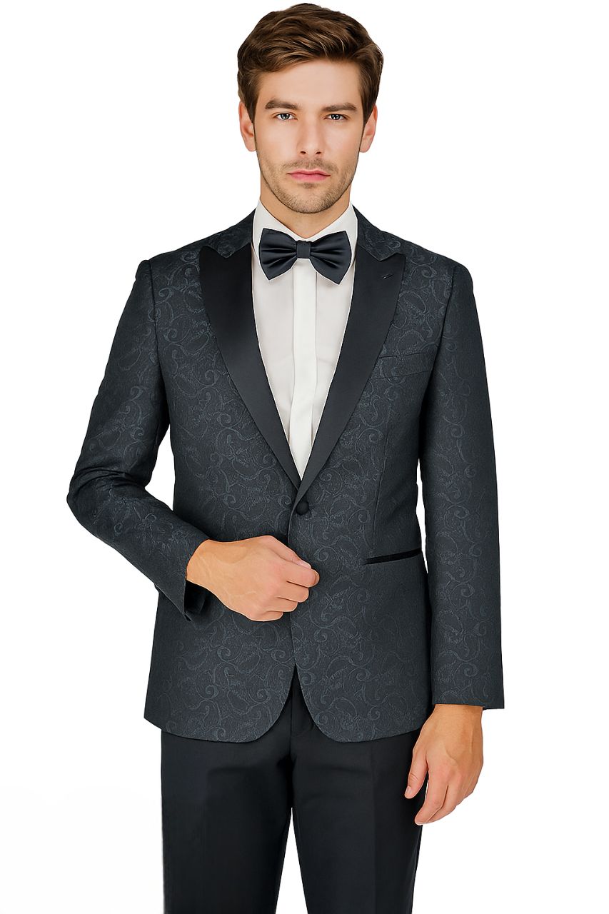 Arlan Paisly Tuxedo by Giorgio Fiorelli in Burgundy/Blue/Black - Image 17