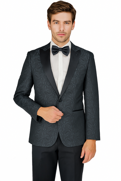 Arlan Paisly Tuxedo by Giorgio Fiorelli in Burgundy/Blue/Black - Image 17