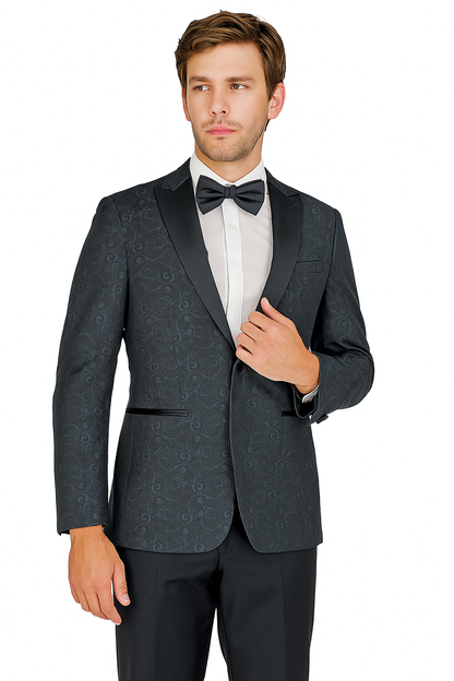 Arlan Paisly Tuxedo by Giorgio Fiorelli in Burgundy/Blue/Black - Image 18