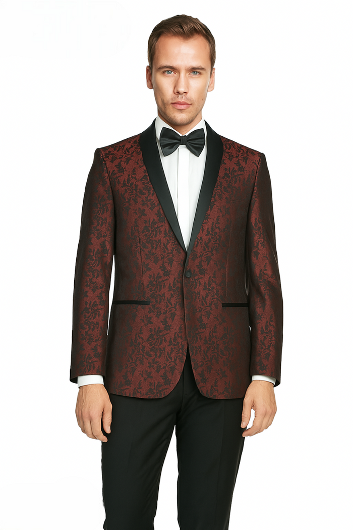 Arlan Paisly Tuxedo by Giorgio Fiorelli in Burgundy/Blue/Black - Image 5