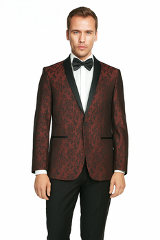 Arlan Paisly Tuxedo by Giorgio Fiorelli in Burgundy/Blue/Black - Image 5