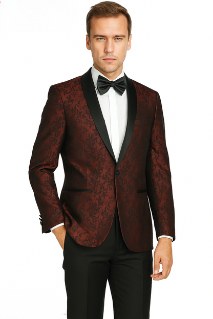 Arlan Paisly Tuxedo by Giorgio Fiorelli in Burgundy/Blue/Black