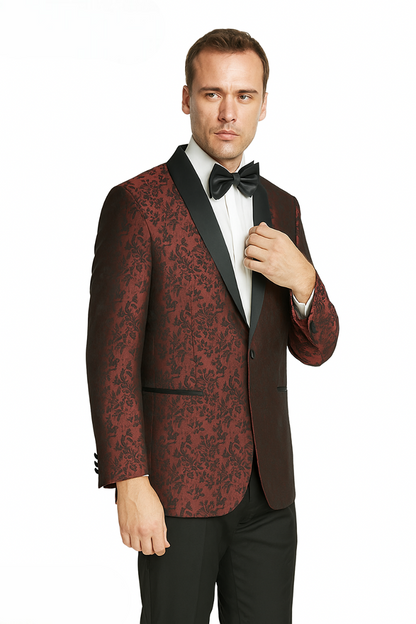 Arlan Paisly Tuxedo by Giorgio Fiorelli in Burgundy/Blue/Black - Image 3