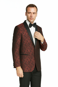Shawl Jacquard Tuxedo by Giorgio Fiorelli in Burgundy, Gray