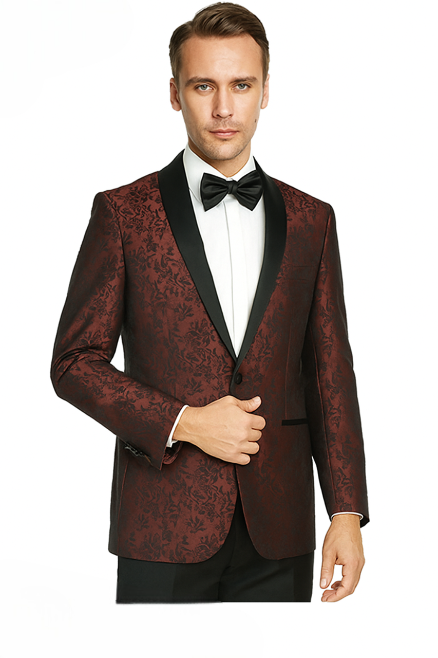 Arlan Paisly Tuxedo by Giorgio Fiorelli in Burgundy/Blue/Black - Image 2