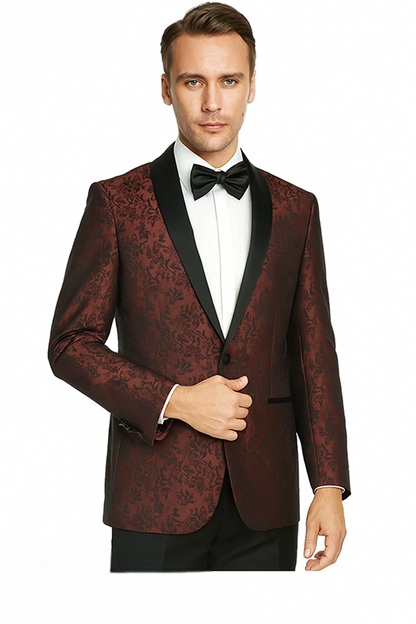 Arlan Paisly Tuxedo by Giorgio Fiorelli in Burgundy/Blue/Black - Image 2