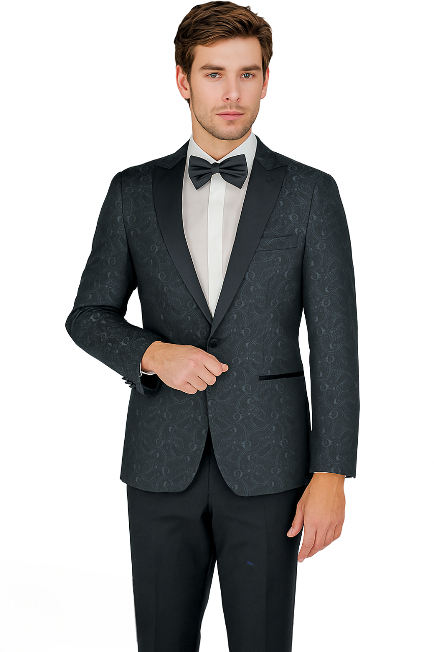 Arlan Paisly Tuxedo by Giorgio Fiorelli in Burgundy/Blue/Black - Image 19