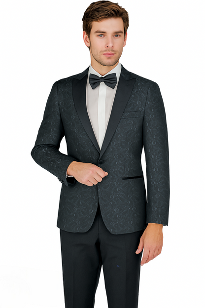 Arlan Paisly Tuxedo by Giorgio Fiorelli in Burgundy/Blue/Black - Image 19