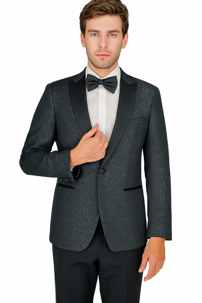 Arlan Paisly Tuxedo by Giorgio Fiorelli in Burgundy/Blue/Black - Image 20