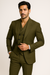 Tiglio Rosso Suit  - Classic Fit Athletic Cut 100% Wool Super 150s Italian Fabric Peak Lapel in Color Olive
