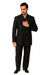 Tiglio Rosso Suit  - Classic Fit Athletic Cut 100% Wool Super 150s Italian Fabric Peak Lapel in Color Black/White