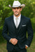 2 Button Vested Satin Trim Lapel Cowboy Tuxedo in Navy