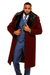 Burgundy Overcoat ~ Long Men's Dress Topcoat -  Winter coat With Fur Collar in and Fabric