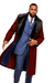 Burgundy Overcoat ~ Long Men's Dress Topcoat -  Winter coat With Fur Collar in and Fabric