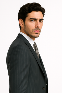 Charcoal Pinstripe 3 Piece 2 Button single three piece suit