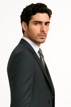 Charcoal Pinstripe 3 Piece 2 Button single three piece suit - Image 2