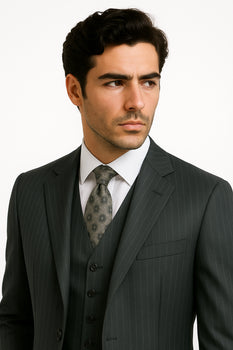 Charcoal Pinstripe 3 Piece 2 Button single three piece suit - Image 5