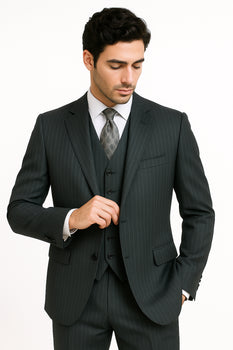 Charcoal Pinstripe 3 Piece 2 Button single three piece suit - Image 6