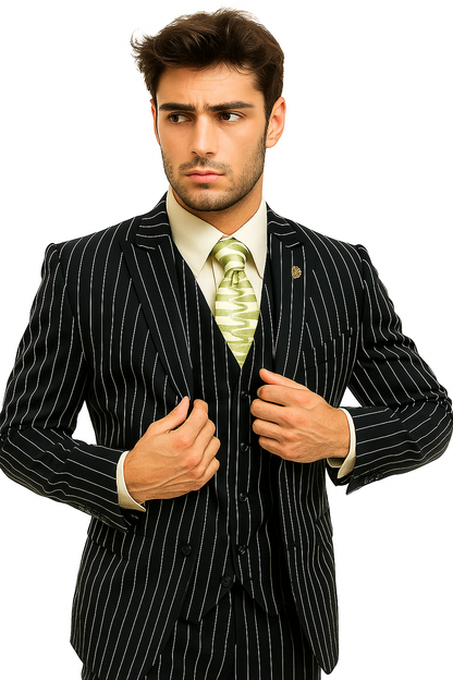 mens-gangster-pinstripe-2-button-double-breasted-vest-suit-in-hunter-or-burgundy Modern Fit