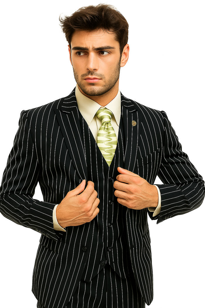 mens-gangster-pinstripe-2-button-double-breasted-vest-suit-in-hunter-or-burgundy Modern Fit