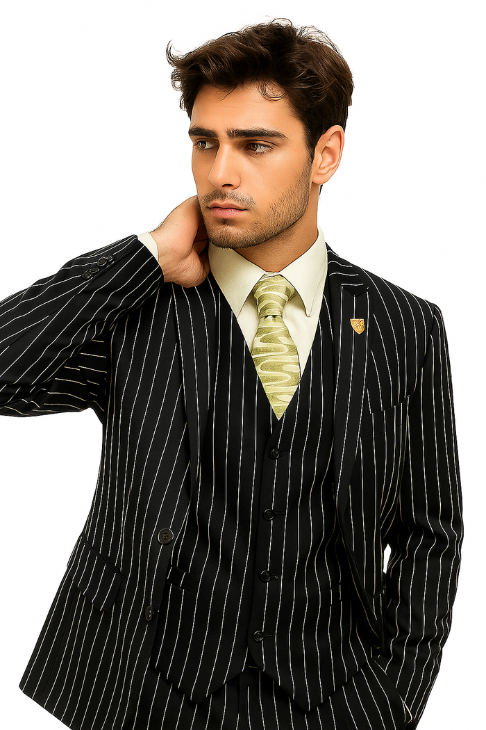 mens-gangster-pinstripe-2-button-double-breasted-vest-suit-in-hunter-or-burgundy Modern Fit
