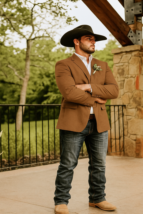 Light Tan Western Blazer - Sand Color