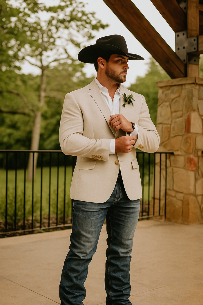 Light Tan Western Blazer - Sand Color - Image 6