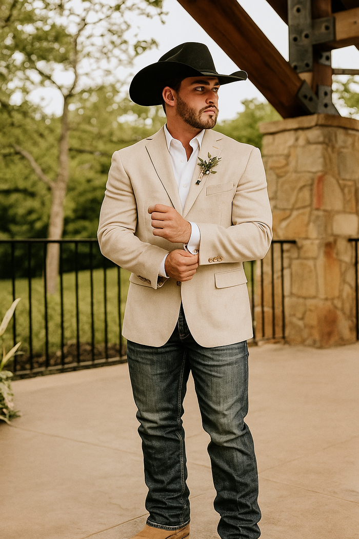Light Tan Western Blazer - Sand Color - Image 5