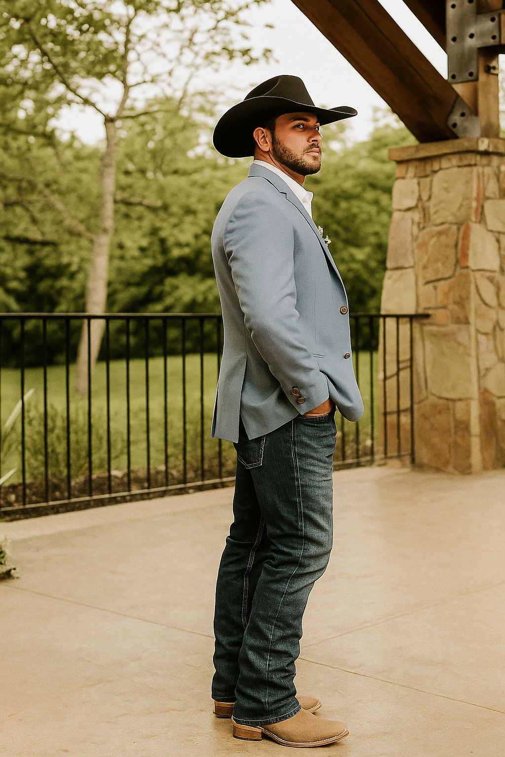 Light Tan Western Blazer - Sand Color - Image 23