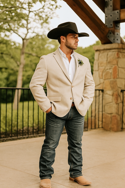 Light Tan Western Blazer - Sand Color - Image 3