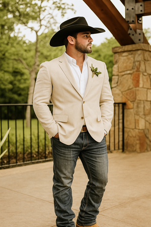 Light Tan Western Blazer - Sand Color - Image 2