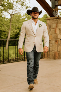 Light Tan Western Blazer - Sand Color