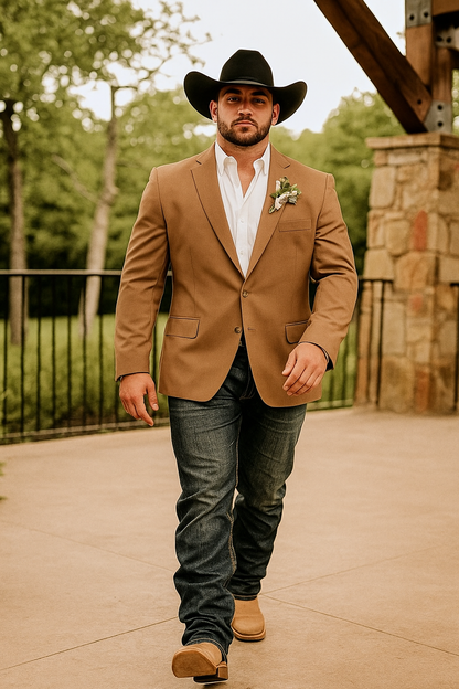 Light Tan Western Blazer - Sand Color - Image 37