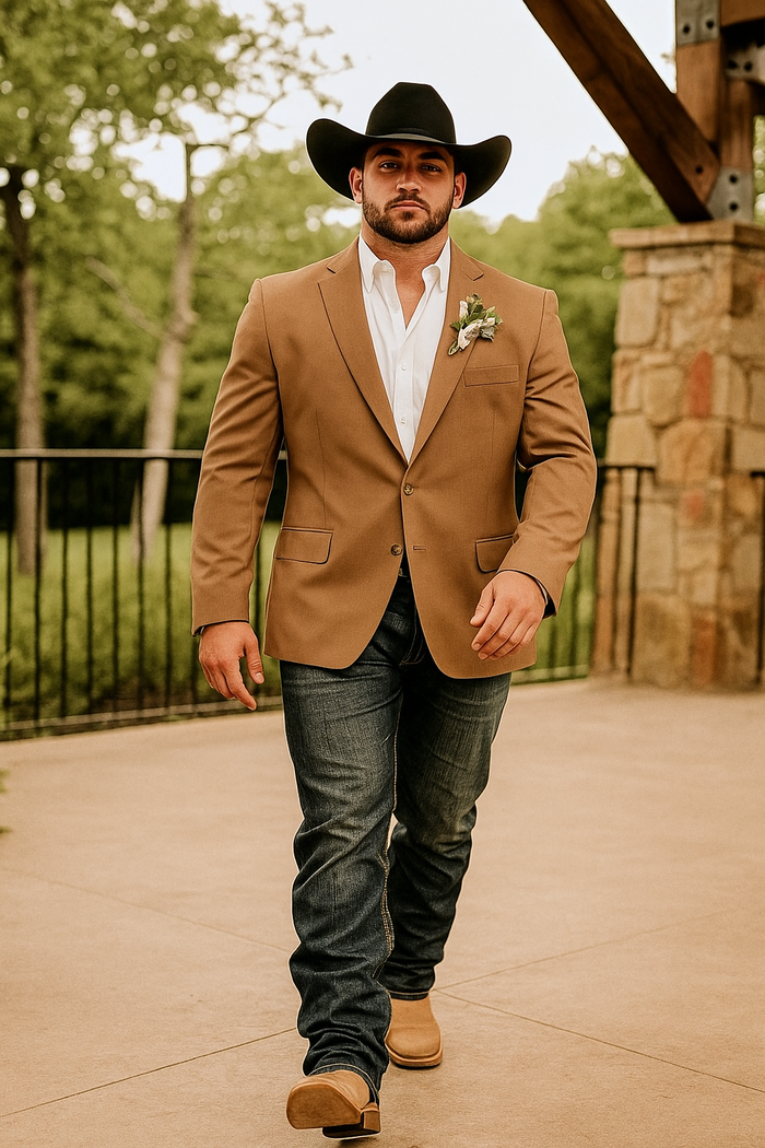Light Tan Western Blazer - Sand Color - Image 37