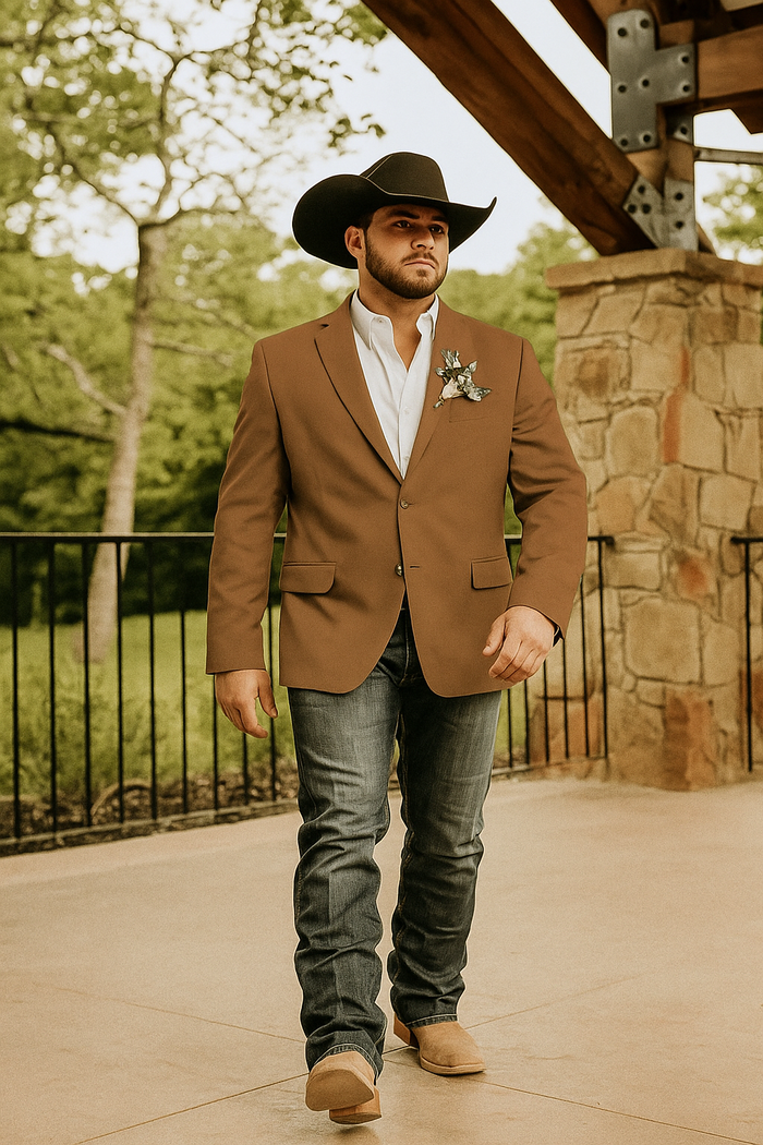 Light Tan Western Blazer - Sand Color - Image 31