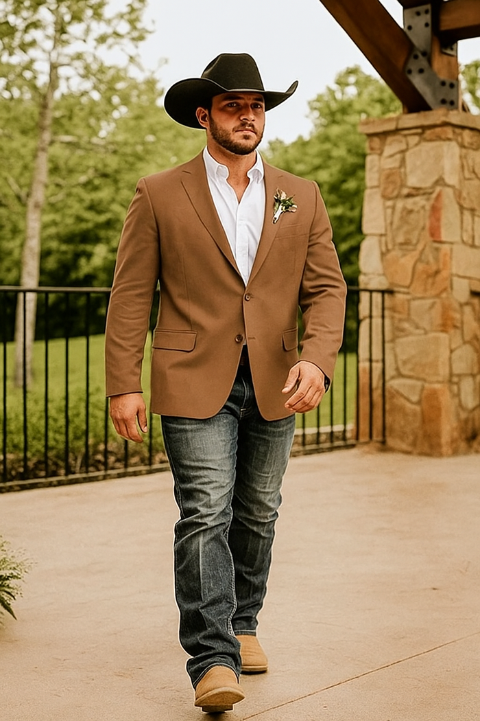 Light Tan Western Blazer - Sand Color - Image 35