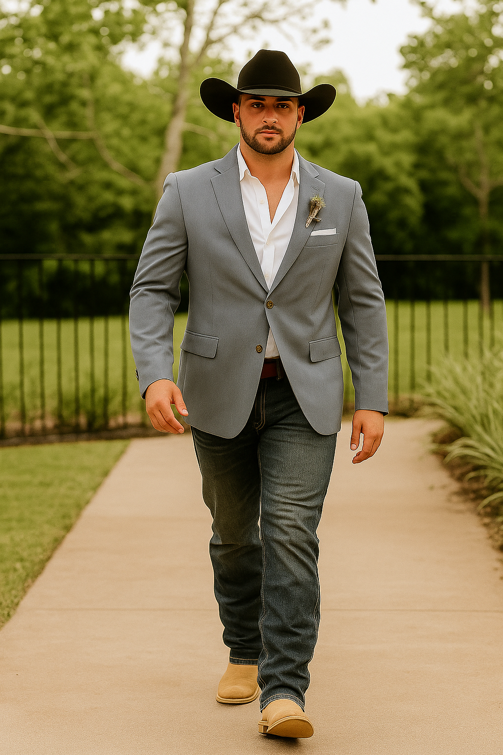 Light Tan Western Blazer - Sand Color - Image 18