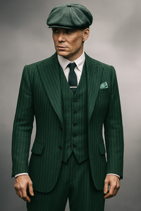 Brand New Quality 1920's English Style Peaky Blinders Style Vested Peaky Blinder Suit - Peaky Blinders Outfit + Overcoat + Hat (Peaky Blinder Custome)