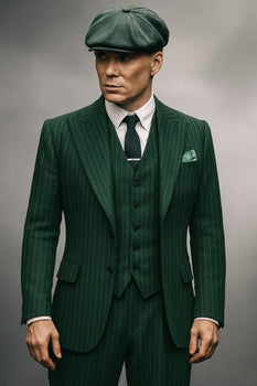 Brand New Quality 1920's English Style Peaky Blinders Style Vested Peaky Blinder Suit - Peaky Blinders Outfit + Overcoat + Hat (Peaky Blinder Custome)