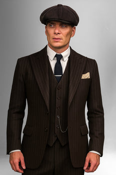 Brand New Quality 1920's English Style Peaky Blinders Style Vested Peaky Blinder Suit - Peaky Blinders Outfit + Overcoat + Hat (Peaky Blinder Custome) - Image 5
