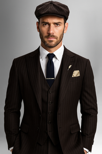 Brand New Quality 1920's English Style Peaky Blinders Style Vested Peaky Blinder Suit - Peaky Blinders Outfit + Overcoat + Hat (Peaky Blinder Custome)