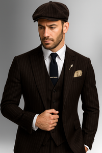 Brand New Quality 1920's English Style Peaky Blinders Style Vested Peaky Blinder Suit - Peaky Blinders Outfit + Overcoat + Hat (Peaky Blinder Custome)