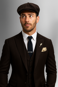 Brand New Quality 1920's English Style Peaky Blinders Style Vested Peaky Blinder Suit - Peaky Blinders Outfit + Overcoat + Hat (Peaky Blinder Custome)