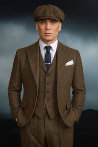 Brand New Quality 1920's English Style Peaky Blinders Style Vested Peaky Blinder Suit - Peaky Blinders Outfit + Overcoat + Hat (Peaky Blinder Custome)