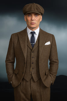 Brand New Quality 1920's English Style Peaky Blinders Style Vested Peaky Blinder Suit - Peaky Blinders Outfit + Overcoat + Hat (Peaky Blinder Custome) - Image 3